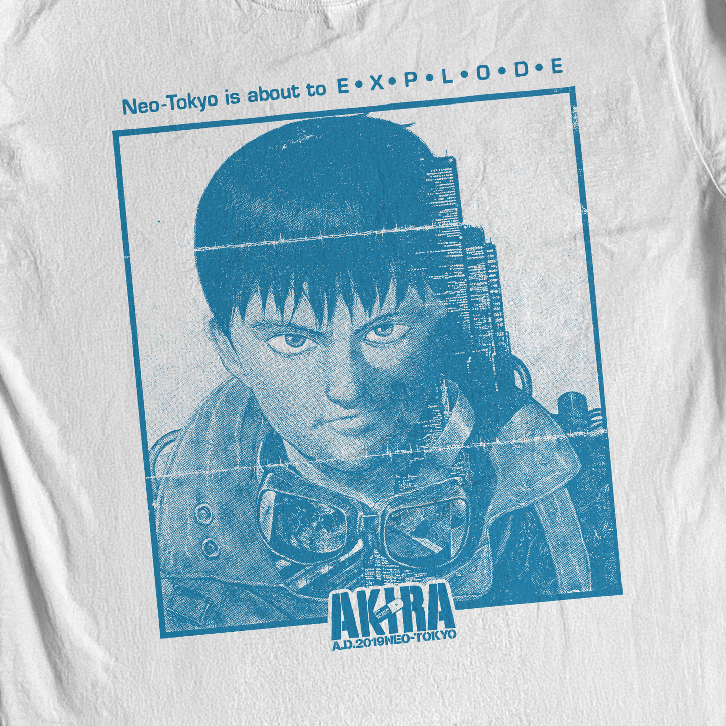 Akira Blue 'Neo Tokyo' White Vintage Washed Tee