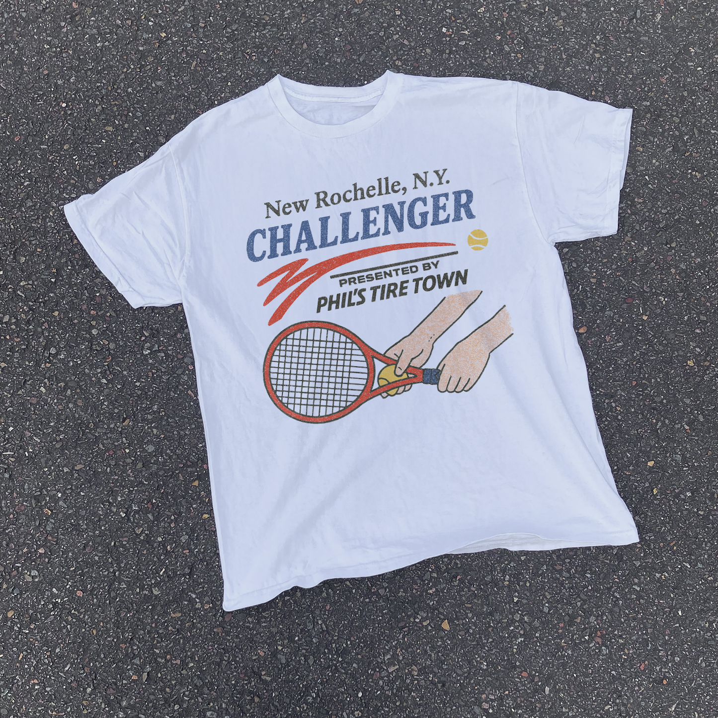 'New Rochelle Challengers' Presented By Phil'S Tire Town Washed White T-Shirt
