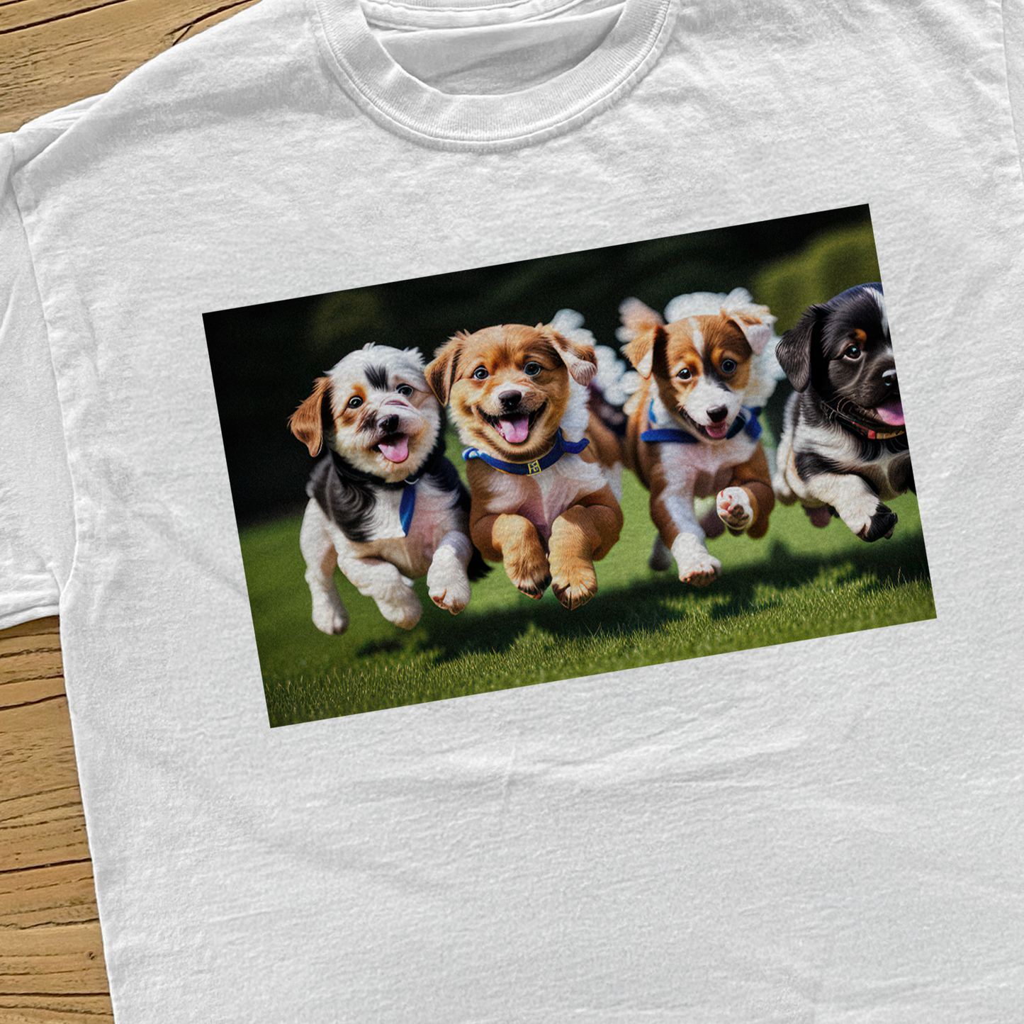 '4 Pups' White T-Shirt