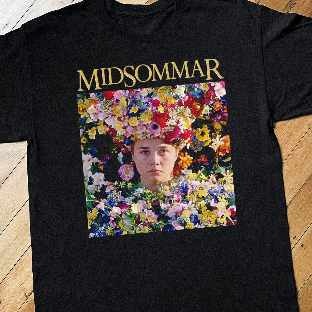 MIDSOMAR - MAY QUEEN FLOWER BLACK TEE