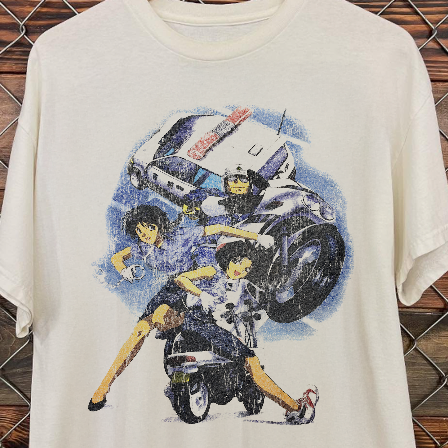 1991 You'Re Under Arrest Rare Manga (Kosuke Fujishima) Washed White T-Shirt