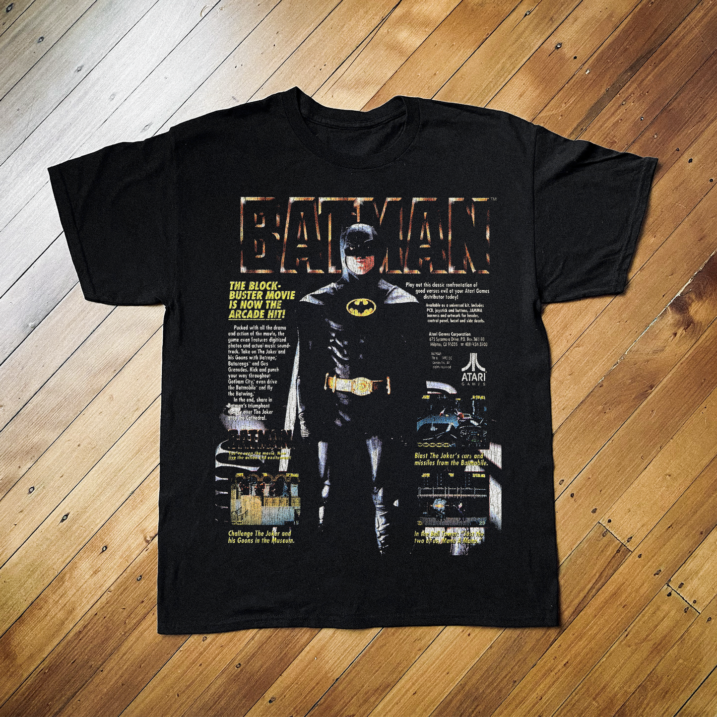 '91 Batman Atari Arcade Black T-Shirt