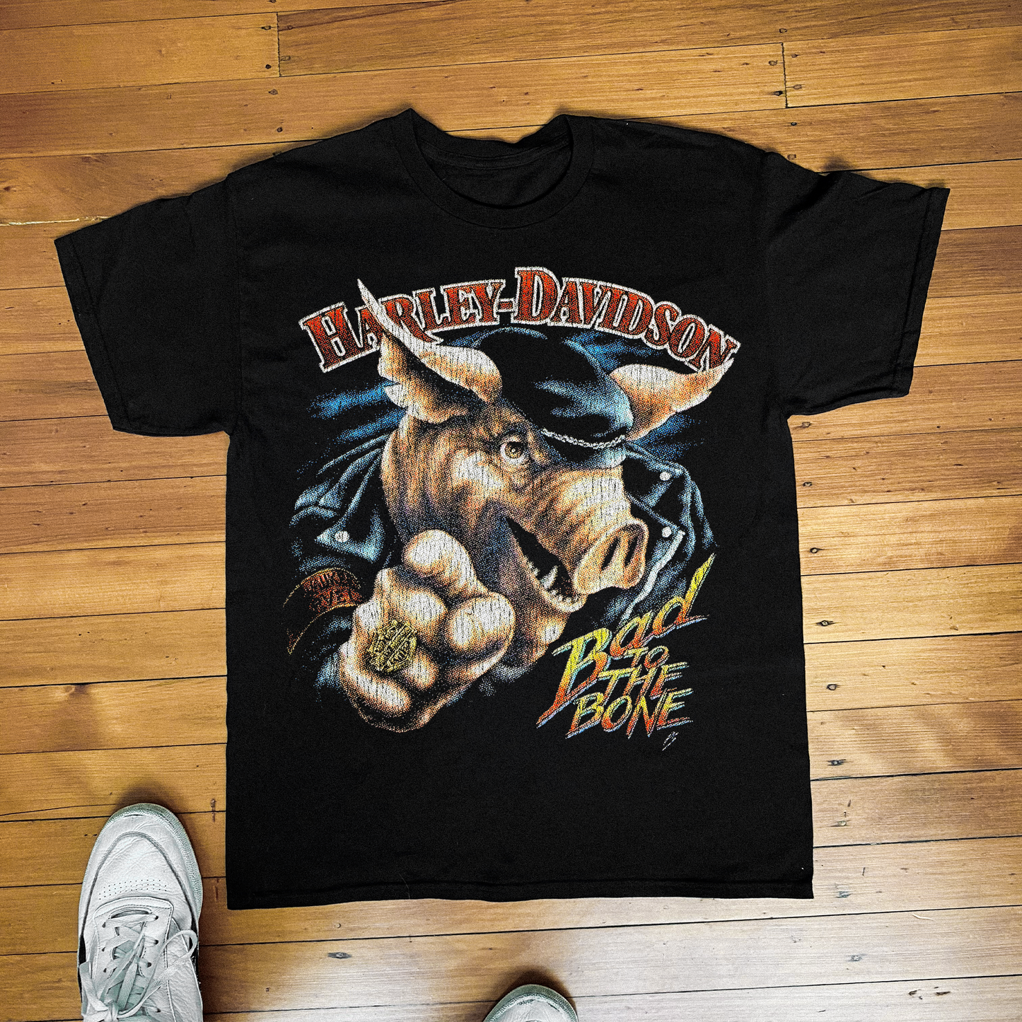 1988 Bad To The Bone Harley Davidson Black T-Shirt