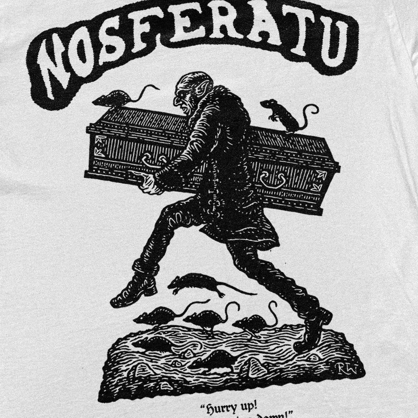 Nosferatu 'Hurry Up' White Washed T-Shirt