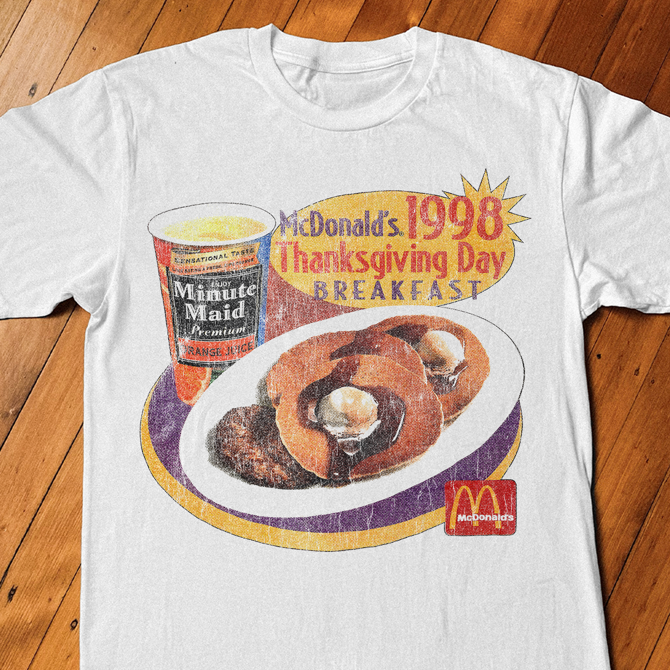 1998 Thanksgiving Breakfast Promo White Vintage Wash T-Shirt