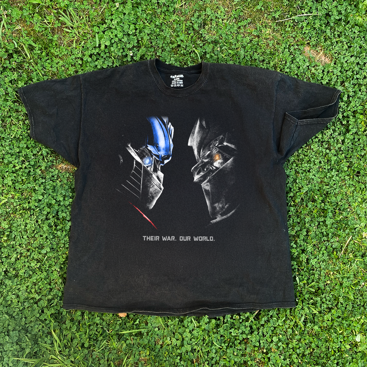 Transformers トランスフォーマー Tシャツ 00s 00s Transformers 'Their War. Our World.' Vintage Washed Black Tee