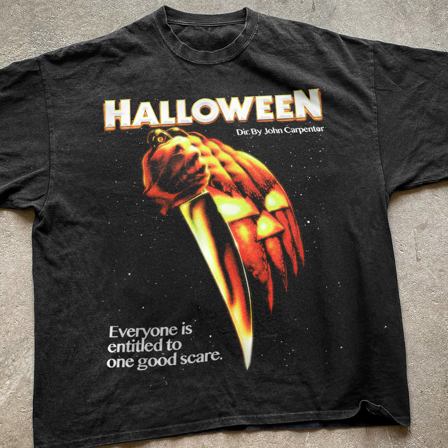 Retro 'Halloween' Vintage Glow Washed Black Tee