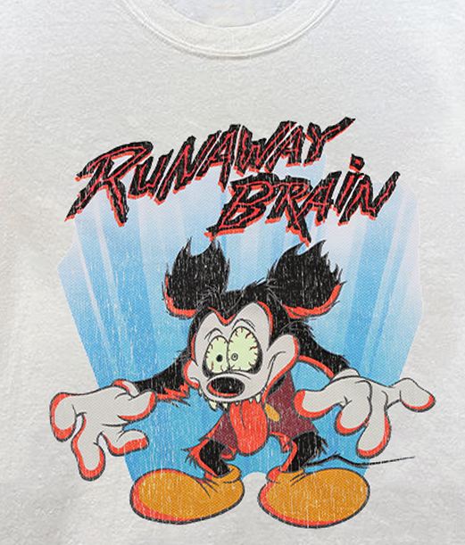 RUNAWAY BRAIN VINTAGE WHITE T-SHIRT