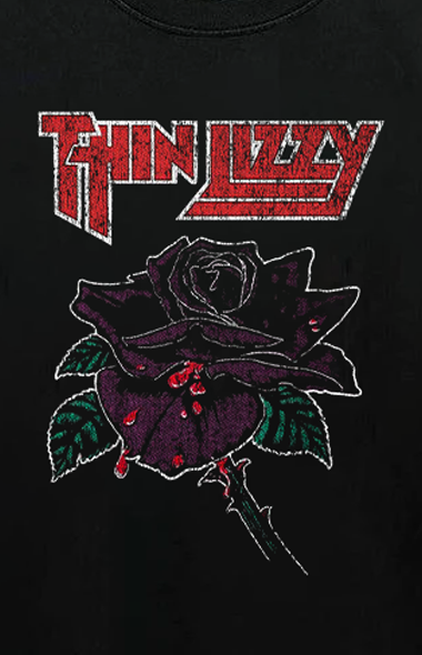 Thin Lizzy Black Rose Vintage Black T-Shirt