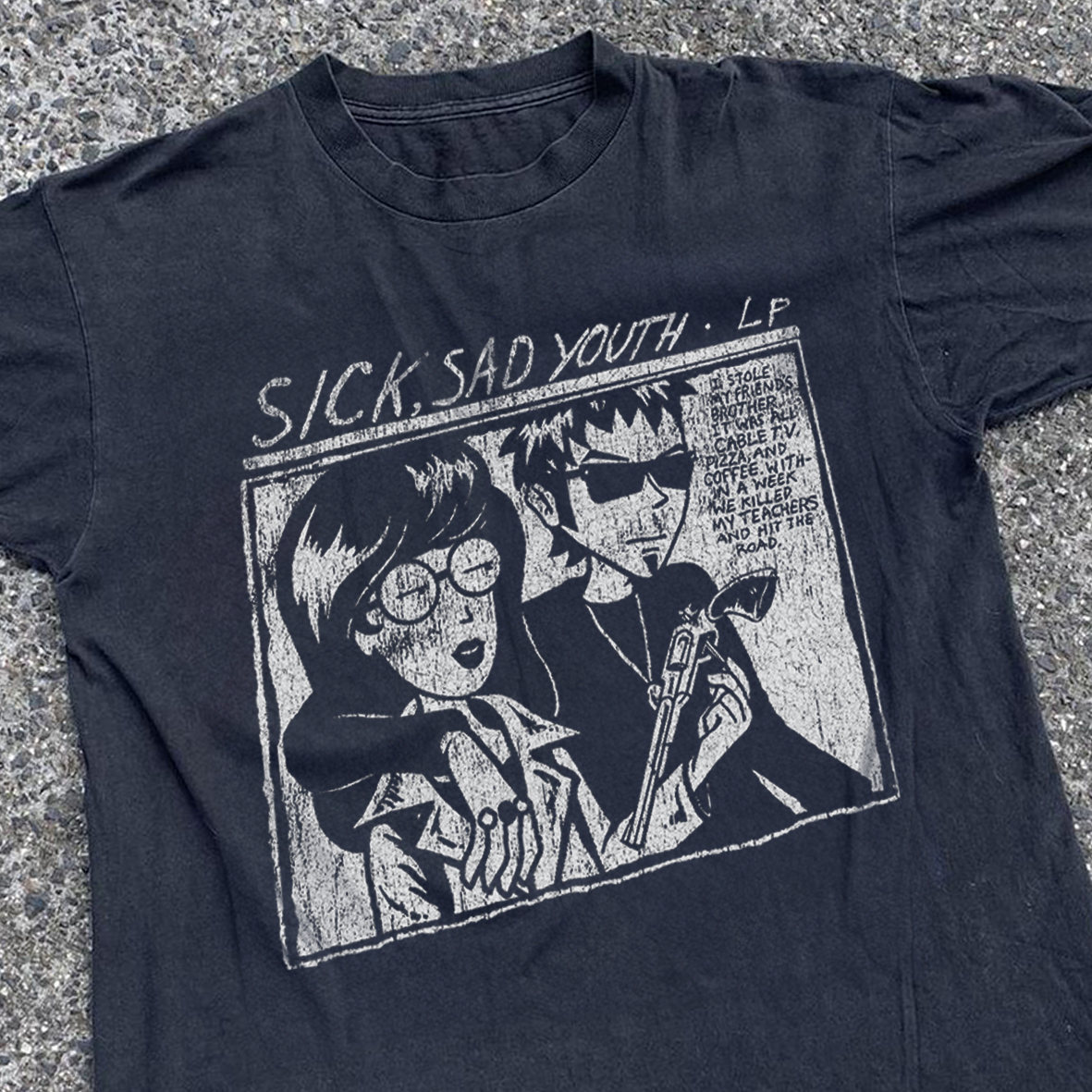 SICK SAD YOUTH WASHED BLACK T-SHIRT