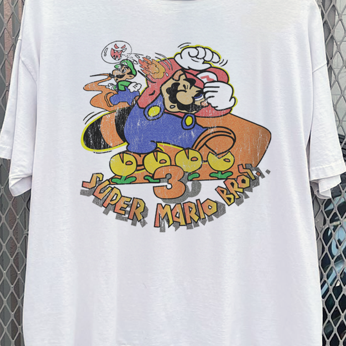 1990 Super Mario Bros. 3 Washed White T-Shirt