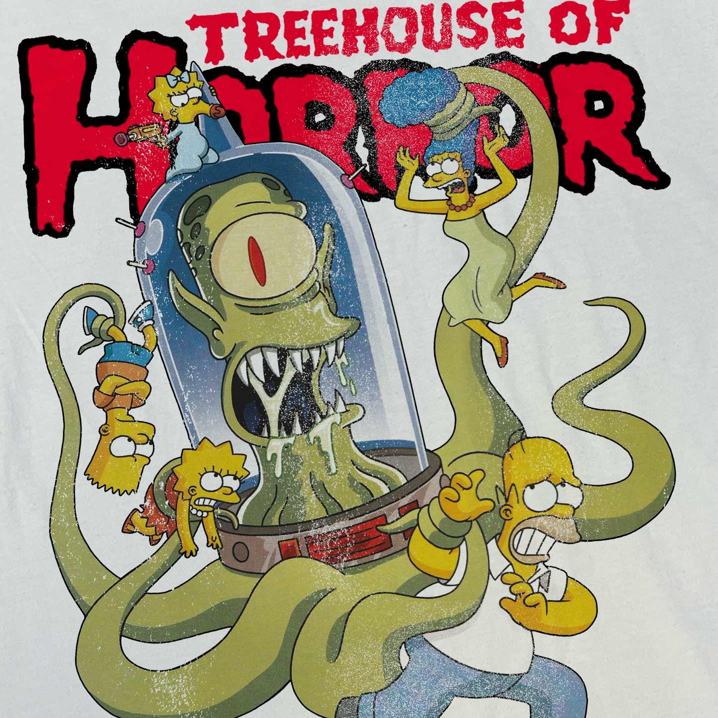 'TREE HOUSE OF TERROR' CUT-OFF WHITE TEE