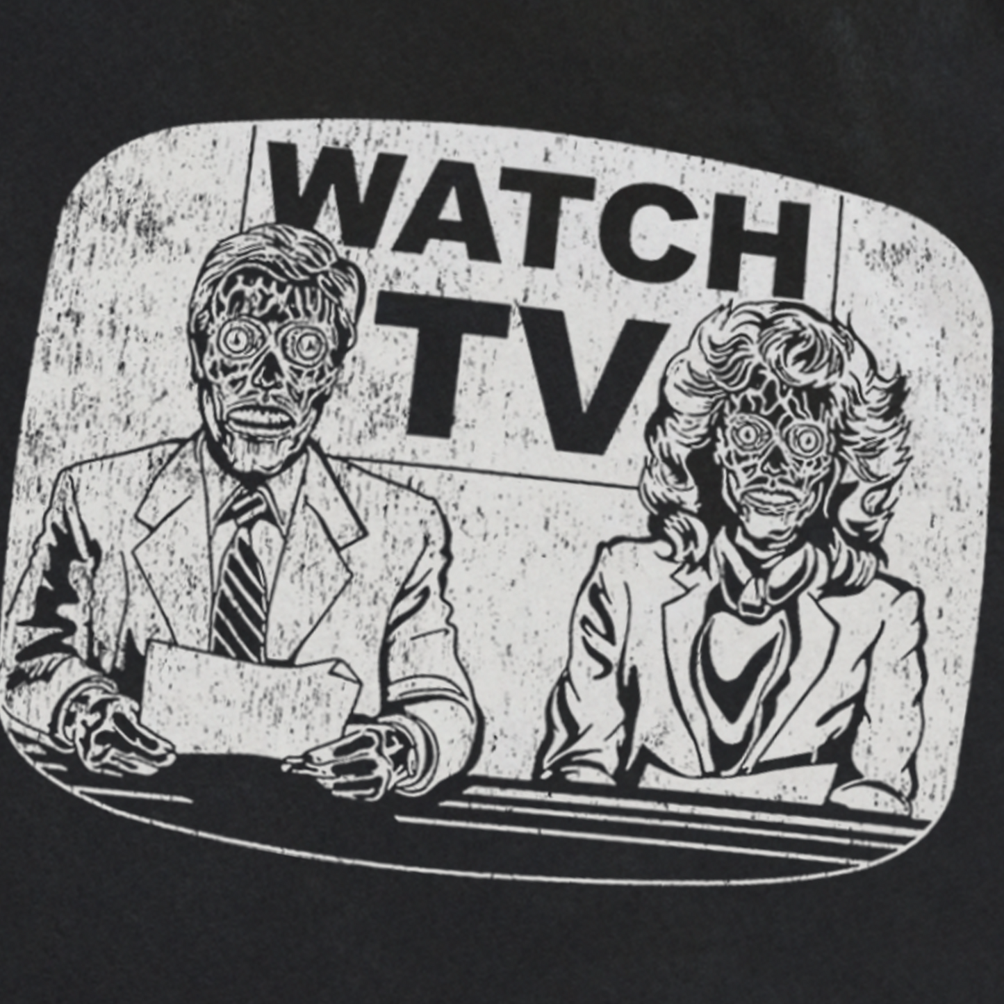 They Live 'Watch Tv' Washed Black T-Shirt