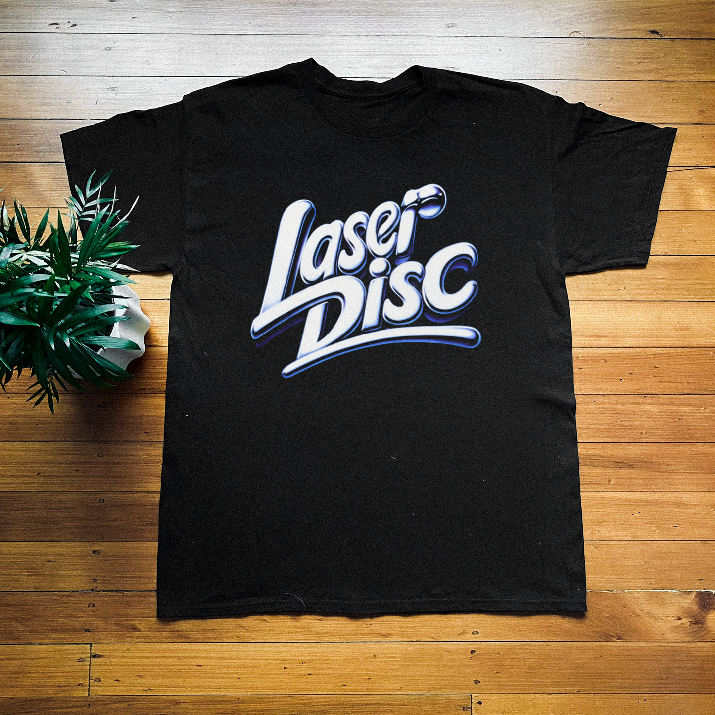 RETRO 'LASERDISC' CHROME GLOW BLACK TEE