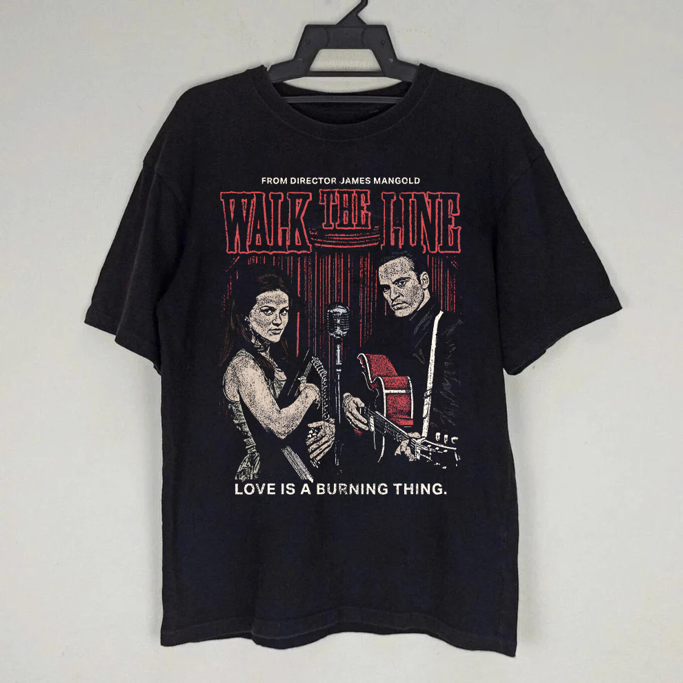 WALK THE LINE VINTAGE BLACK T-SHIRT