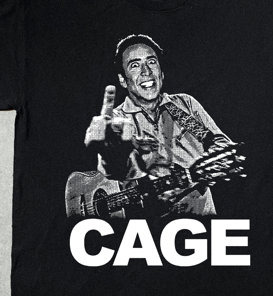 Nic Cage Johnny Cash Parody Black T-Shirt