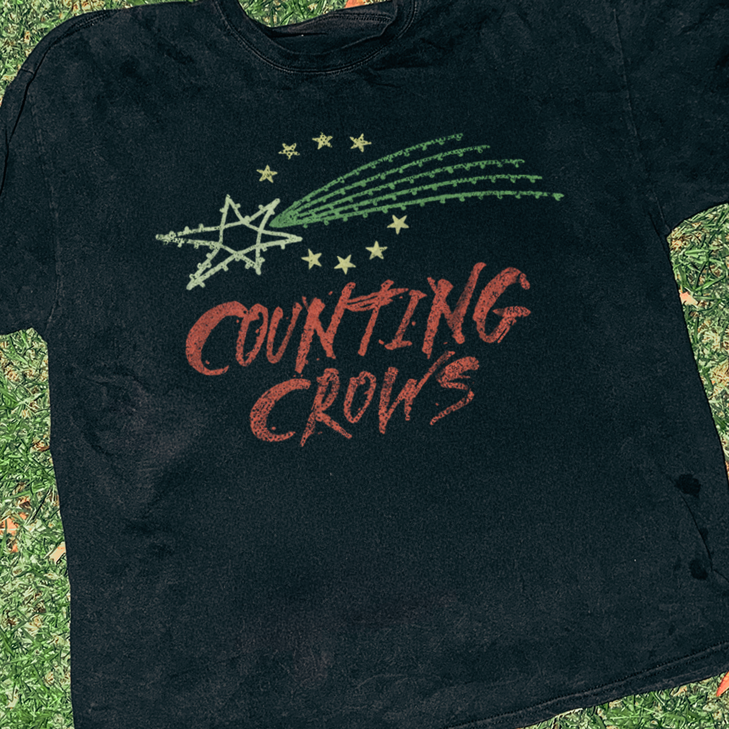 90s Counting Crowd 'Star Logo' Vintage Washed Black Tee