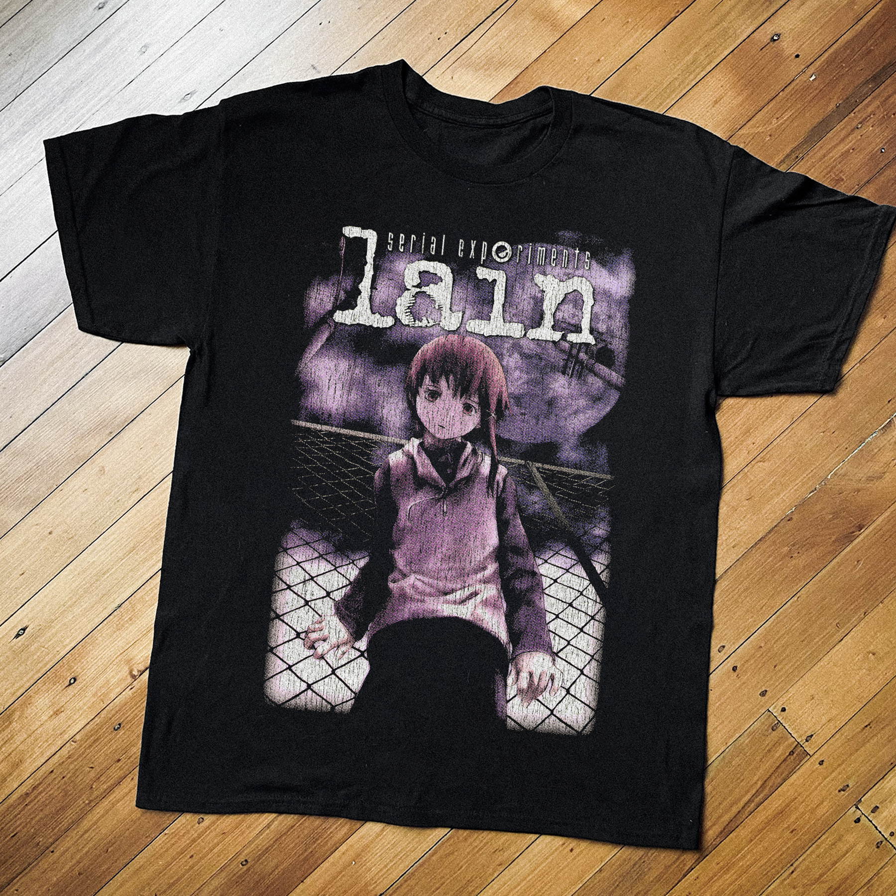 98 SERIAL EXPERIMENTS LAIN BLACK T-SHIRT – Parallel 98 SERIAL EXPERIMENTS LAIN BLACK T-SHIRT – Parallel