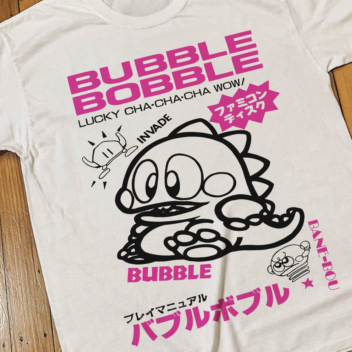 Japanese 'Bubble Bobble' 80s Vintage Washed White Tee