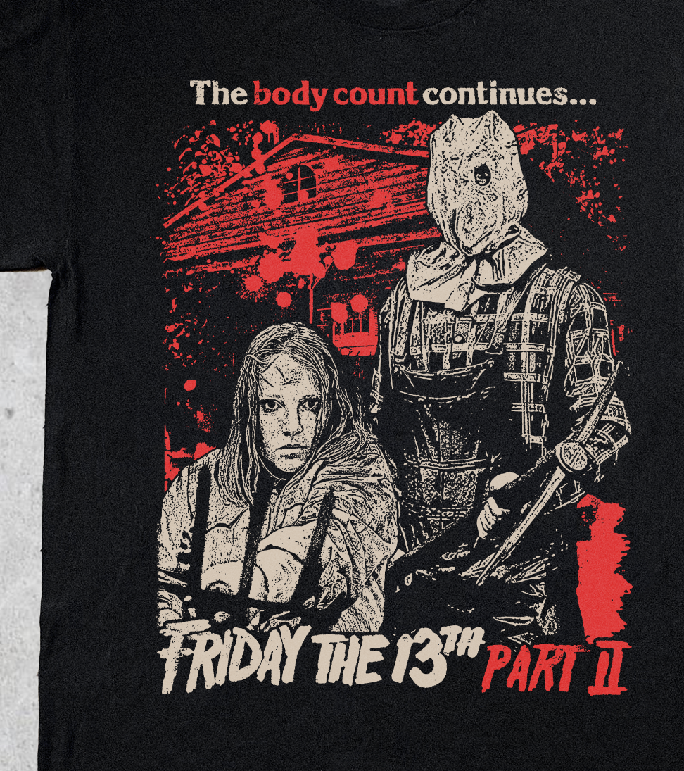 FRIDAY THE 13TH PT. 2 BLACK T-SHIRT