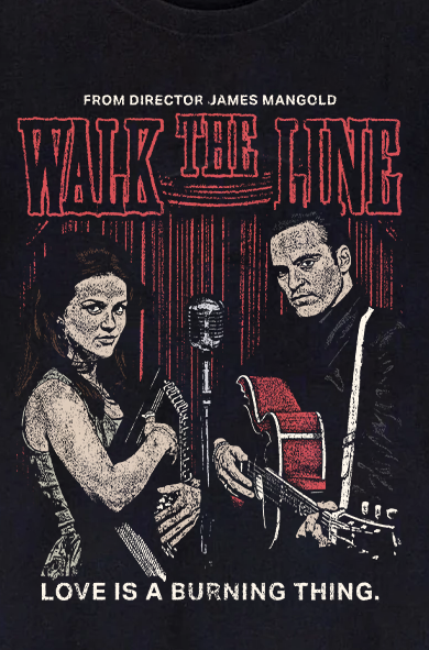 WALK THE LINE VINTAGE BLACK T-SHIRT
