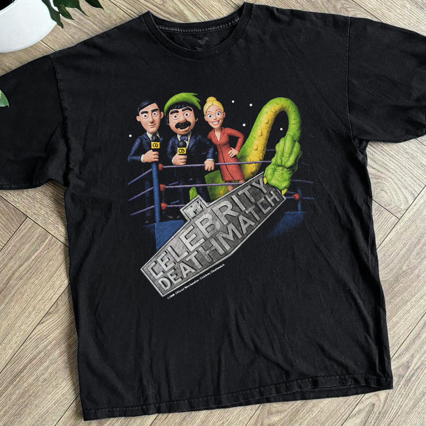 1998 Mtv 'Celebrity Deathmatch' Vintage Washed Black Tee