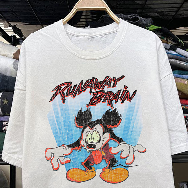 RUNAWAY BRAIN VINTAGE WHITE T-SHIRT