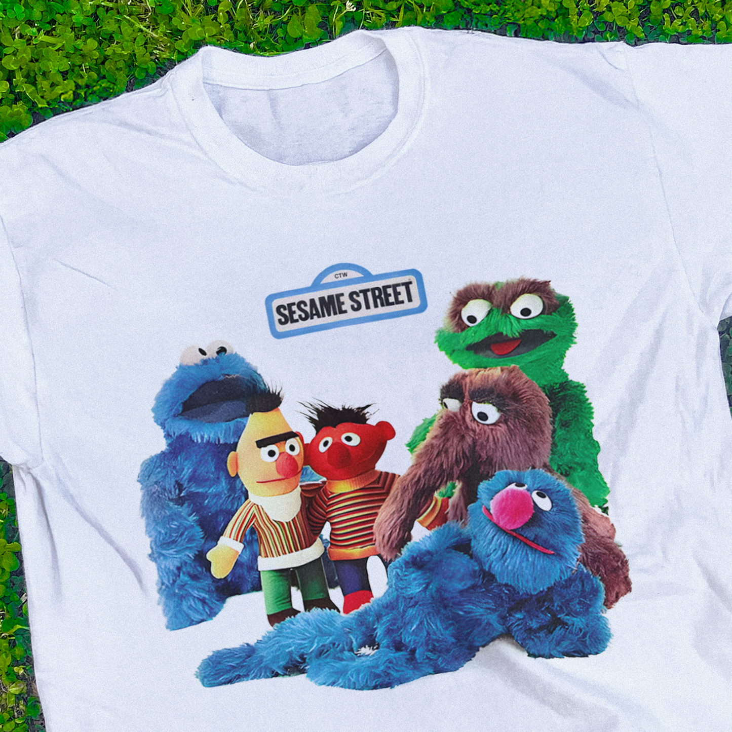 'Sesame St.' Plush Vintage White T-Shirt
