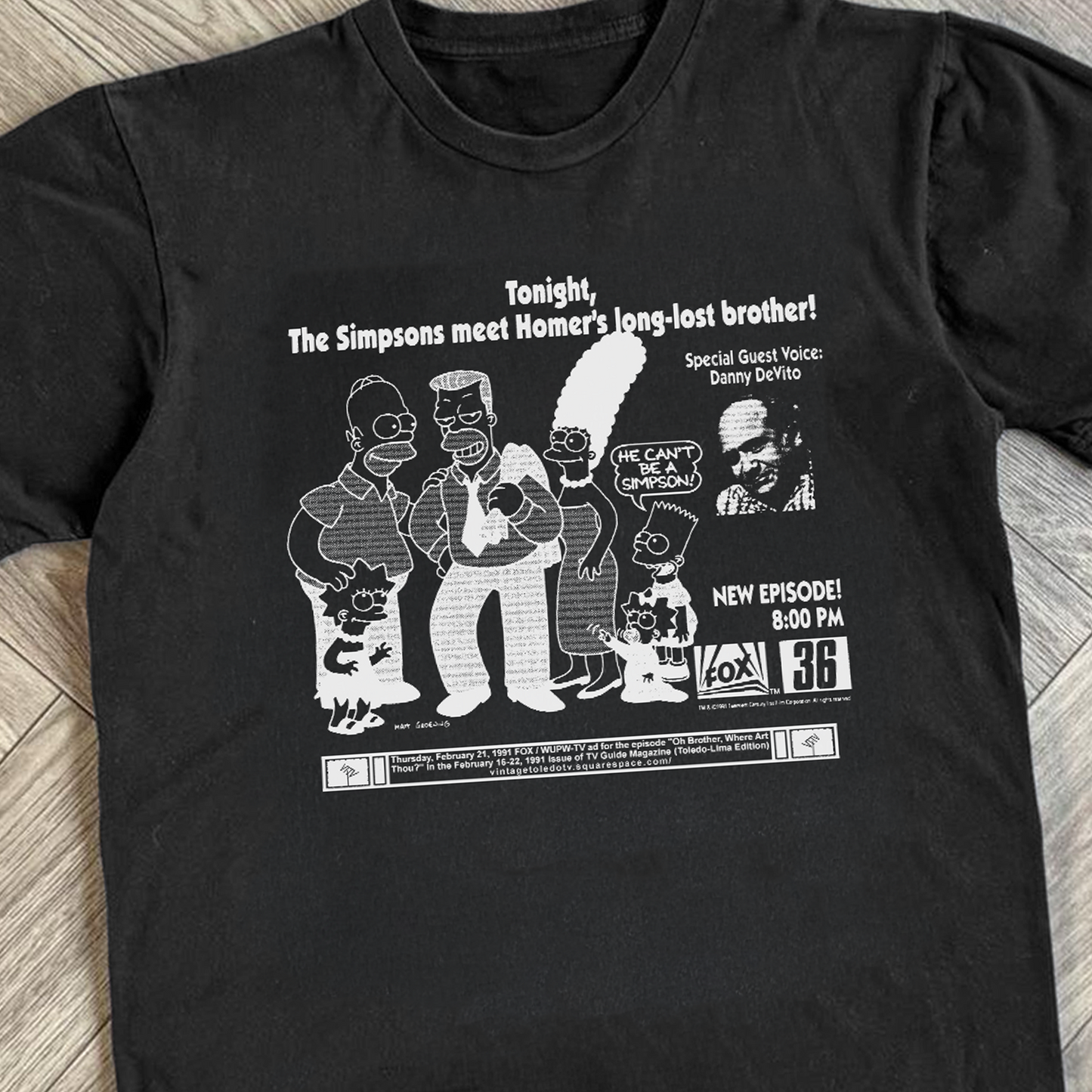 1991 Simpsons 'Homer's Brother' TV Promo Tee Vintage Washed Black