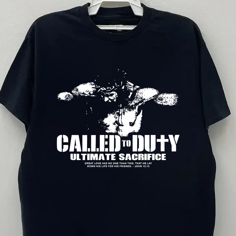 CALLED TO DUTY PARODY VINTAGE BLACK T-SHIRT