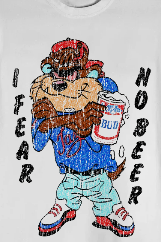 Taz I Fear No Beer White Tee