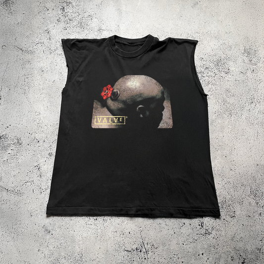 'MR. VALVE' VINTAGE WASHED CUT-OFF BLACK PROMO TEE