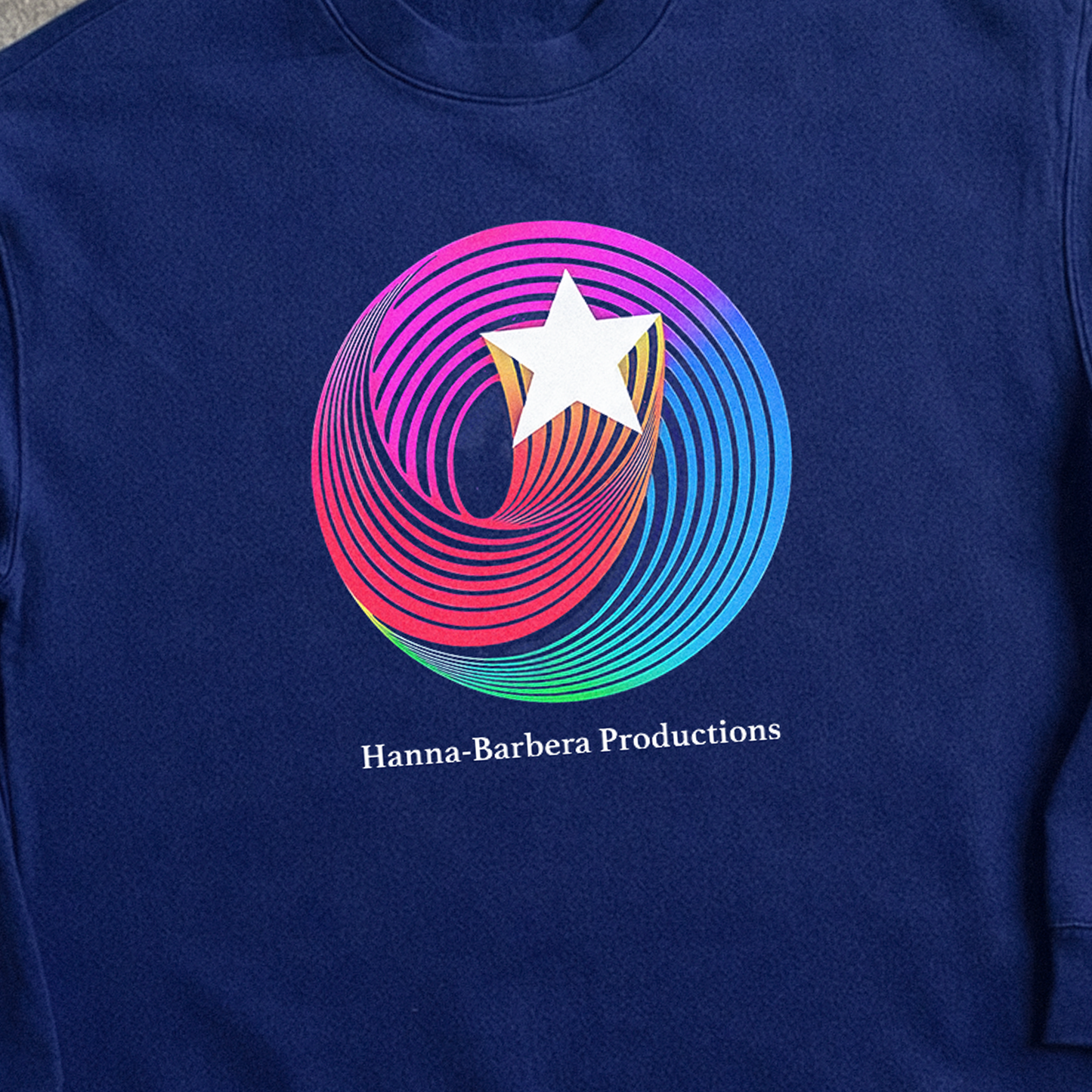 Retro 70S 'Hanna Barbera' Television Logo Navy Crewneck