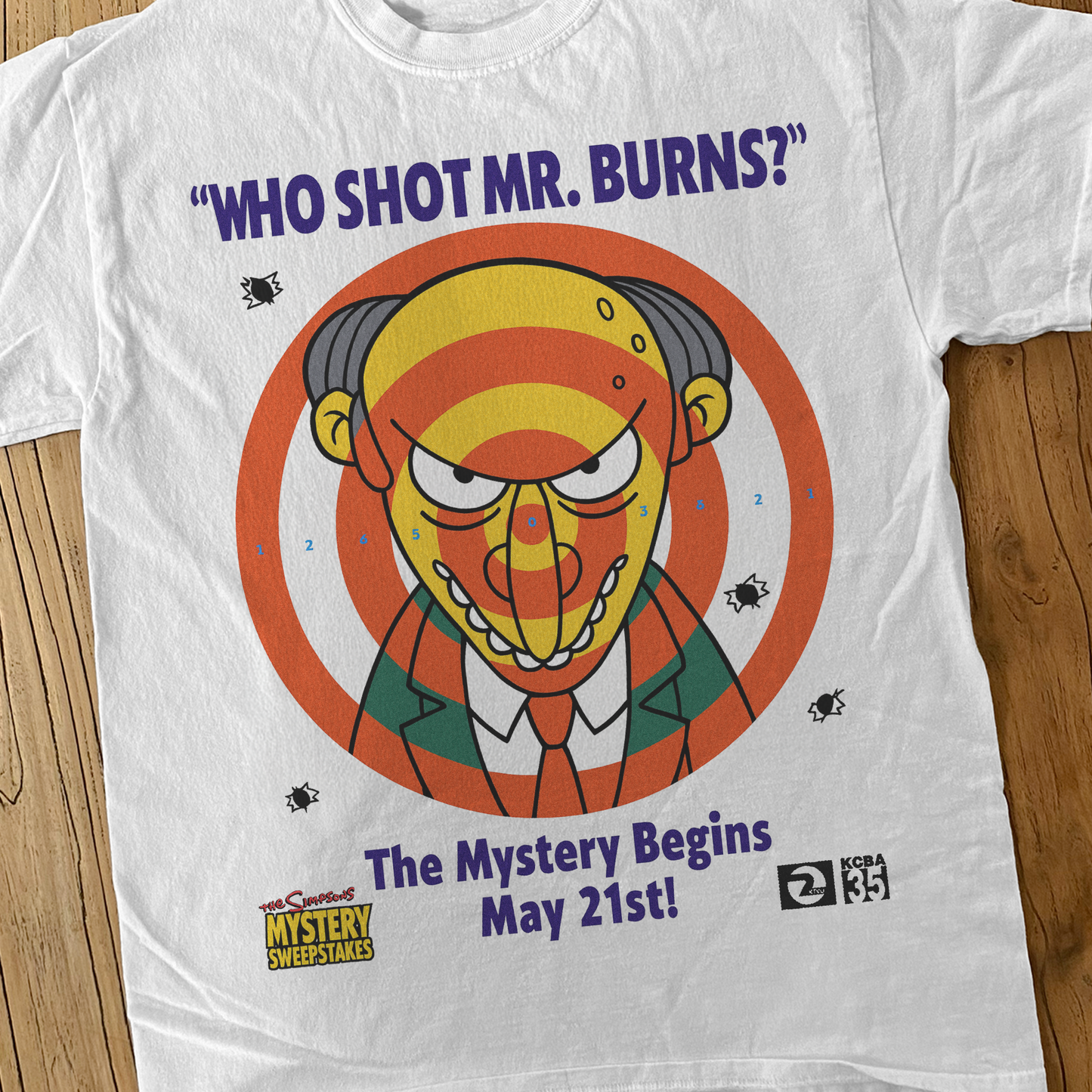 90's 'WHO SHOT MR BURNS' TARGET PROMO VINTAGE WASHED WHITE TEE