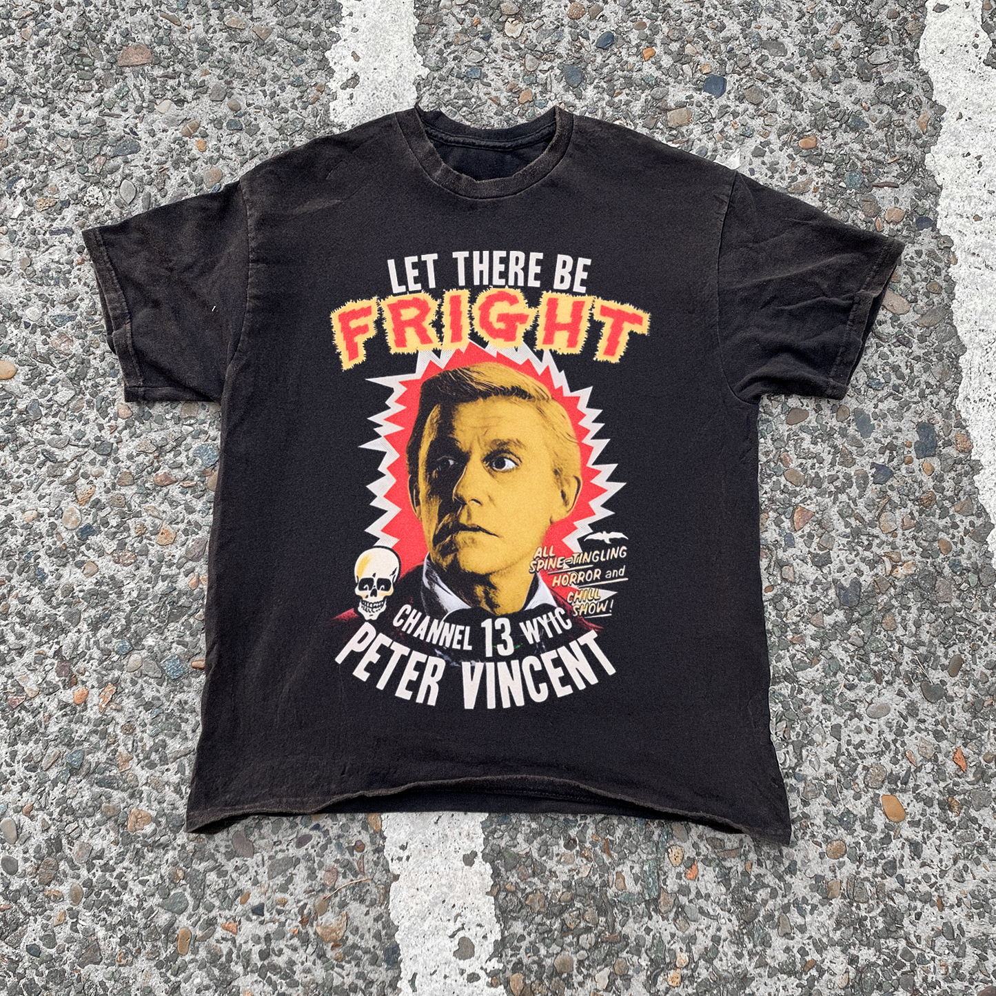 1984 WYIC PETER VINCENT 'FRIGHT NIGHT' PROMO BLACK VINTAGE WASHED TEE