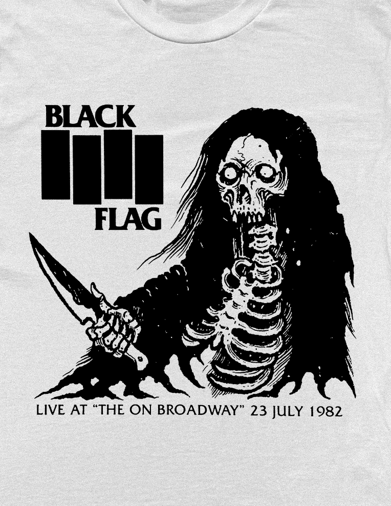BLACK FLAG WHITE T-SHIRT