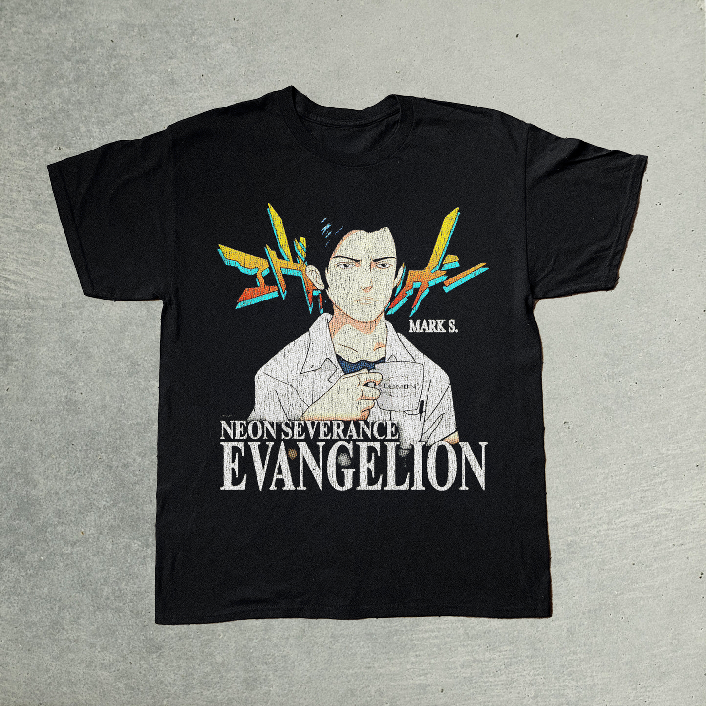 NEON SEVERANCE EVANGELION MASHUP BLACK T-SHIRT