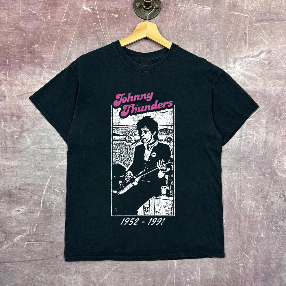 Super Rare Johnny Thunders Tribute Vintage Black T-Shirt