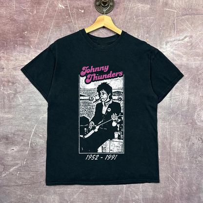 Super Rare Johnny Thunders Tribute Vintage Black T-Shirt