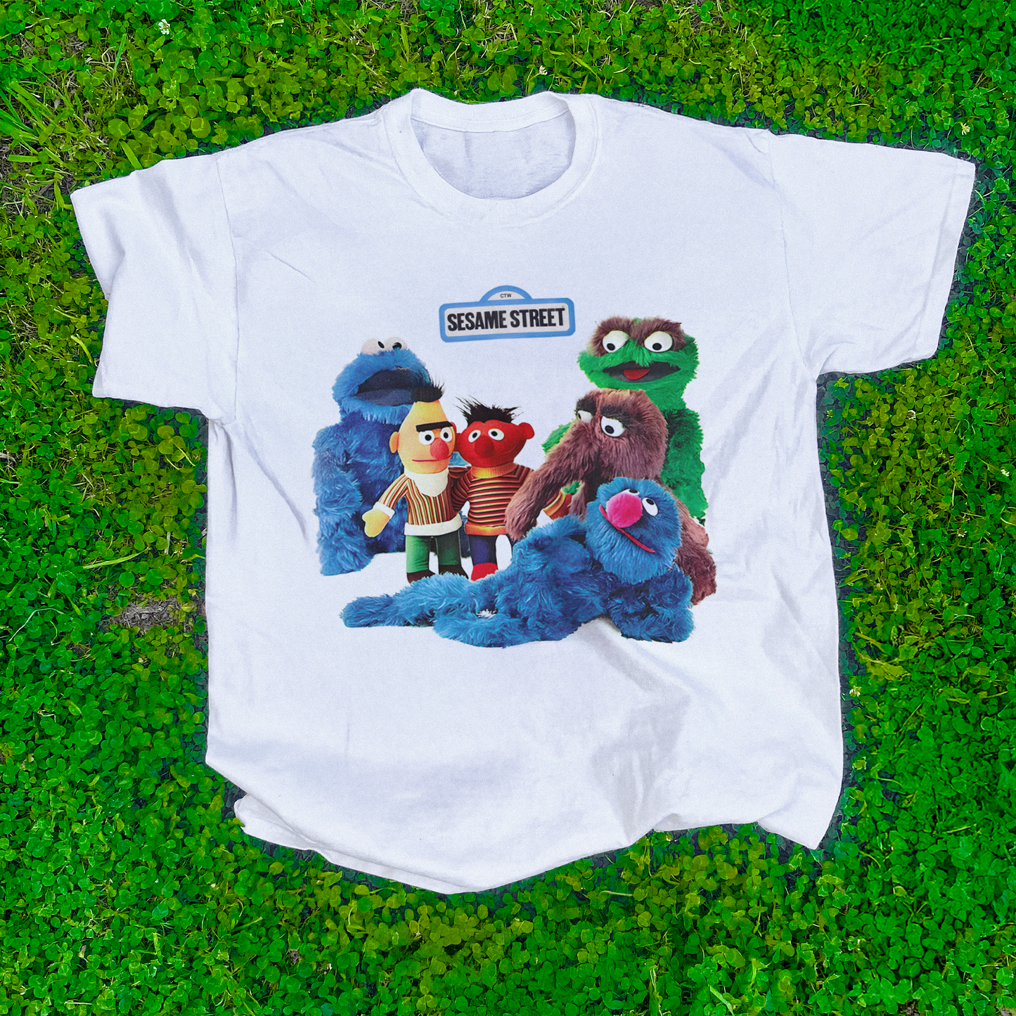 'SESAME ST.' PLUSH VINTAGE WHITE T-SHIRT