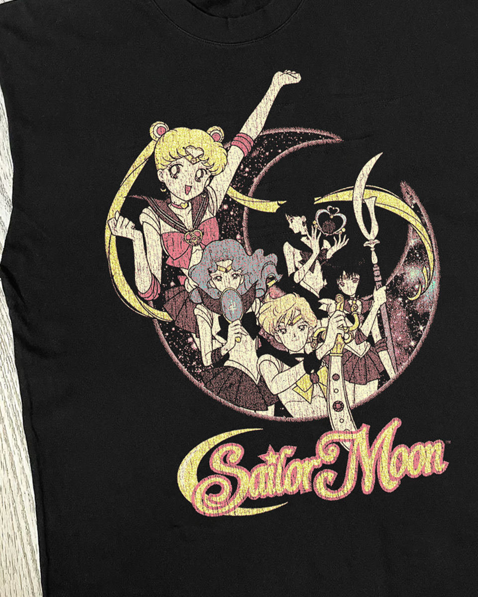 SVILOR MOON CUT-OFF VINTAGE BLACK SHIRT