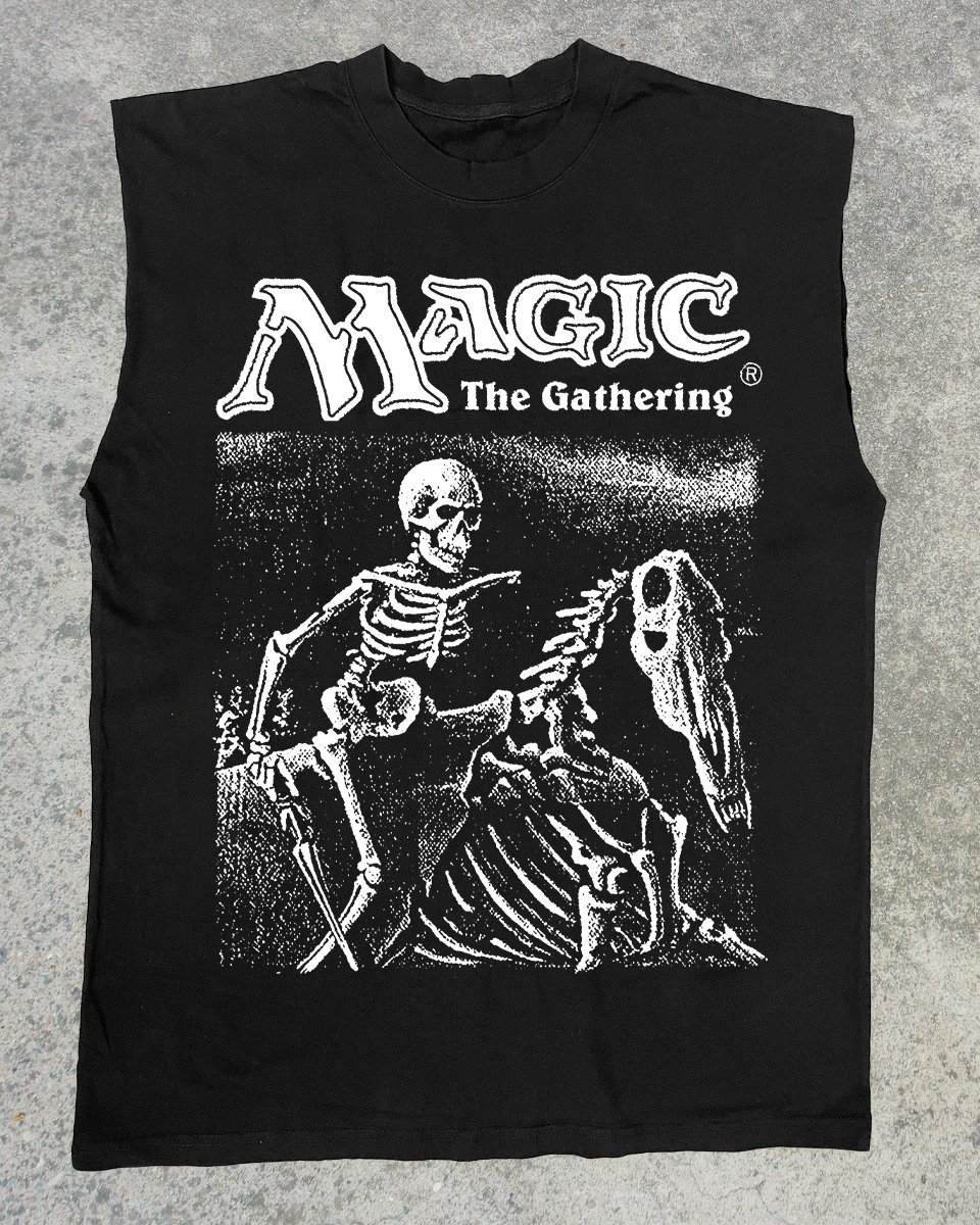 MAGIC THE GATHERING DRUDGE SKELETONS CUT-OFF BLACK T-SHIRT