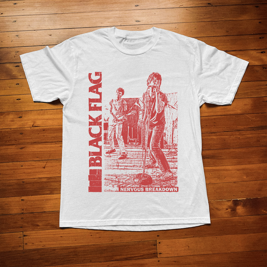 BLVCK FLVG NERVOUS BREVKDOWN WHITE T-SHIRT