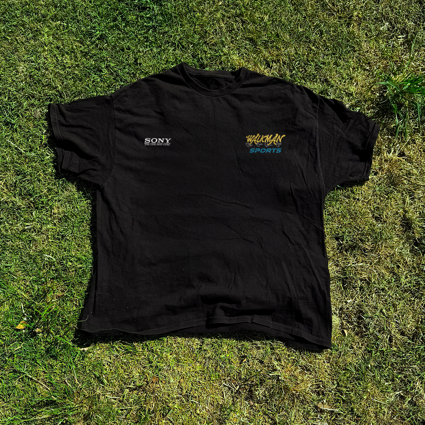 Sony 'Walkman Sports' Grid Vintage Washed Black Tee