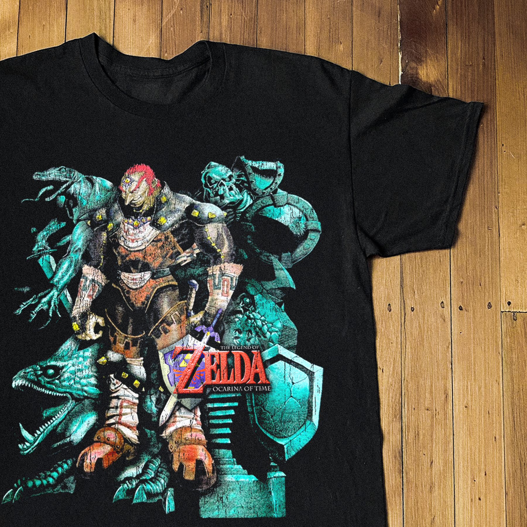 90S LEGEND OF ZELDA OCARINA OF TIME RARE WASHED BLACK T-SHIRT