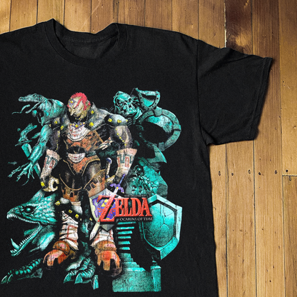 90S LEGEND OF ZELDA OCARINA OF TIME RARE WASHED BLACK T-SHIRT