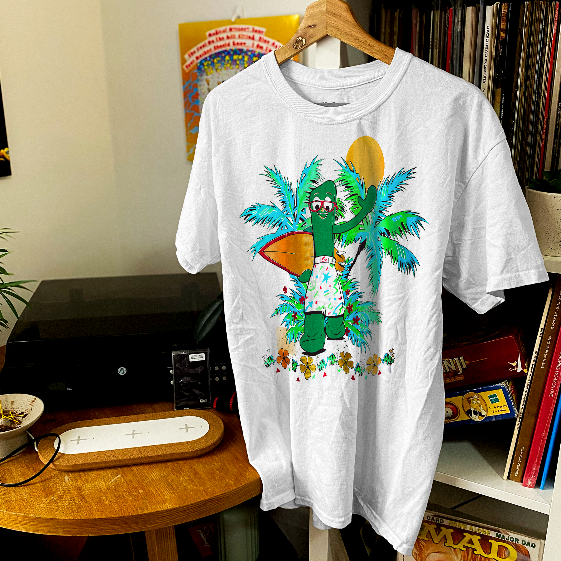 RETRO 1986 'GUMBY BEACH' WHITE T-SHIRT
