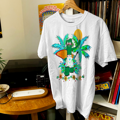 RETRO 1986 'GUMBY BEACH' WHITE T-SHIRT