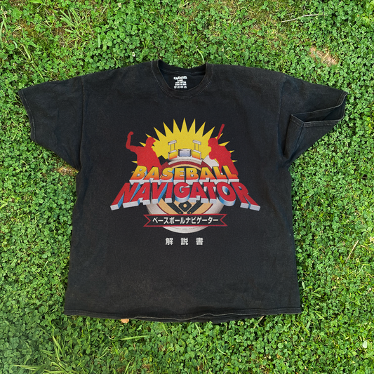 WASH 'BASEBALL NAVIGATOR' VINTAGE BLACK JAPANESE TEE