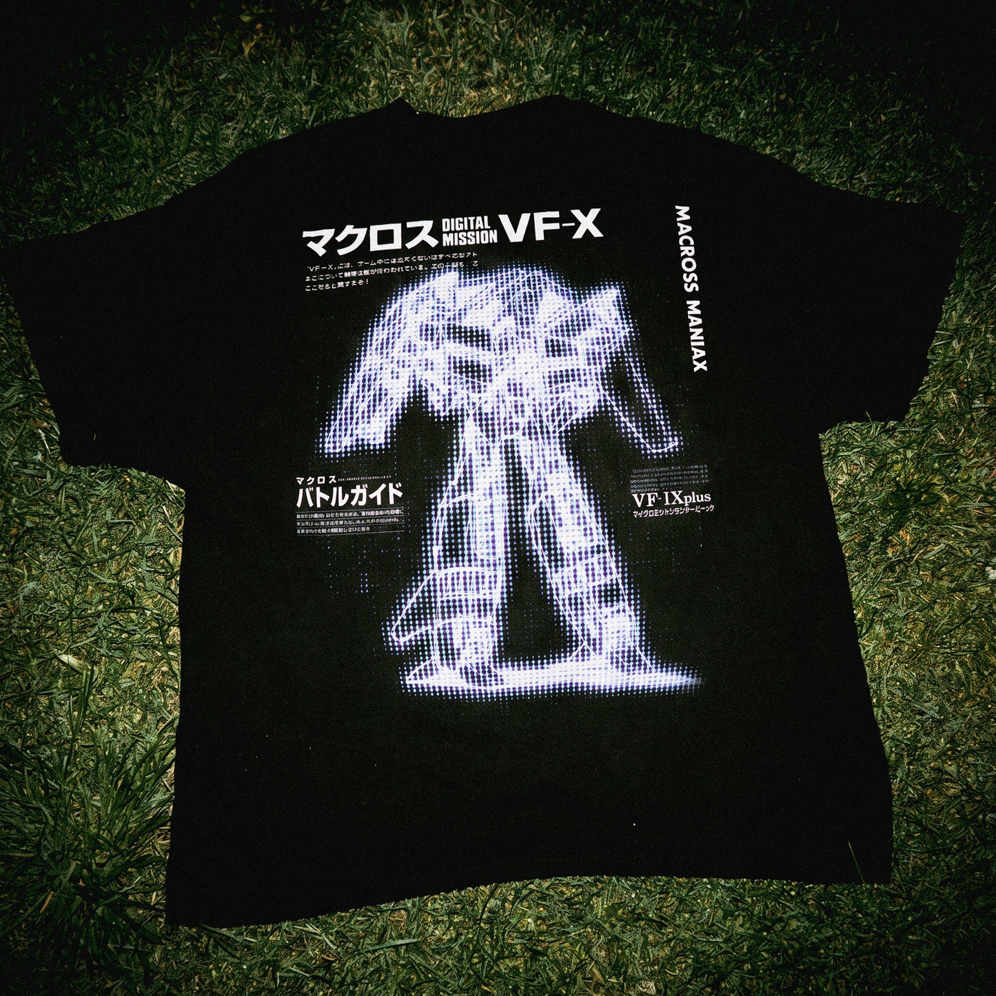 'Macross Maniax' Mech Blueprint Vintage Washed Black Tee